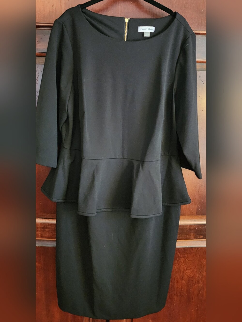 Calvin Klein Black Peplum Sheath Dress, Size 16